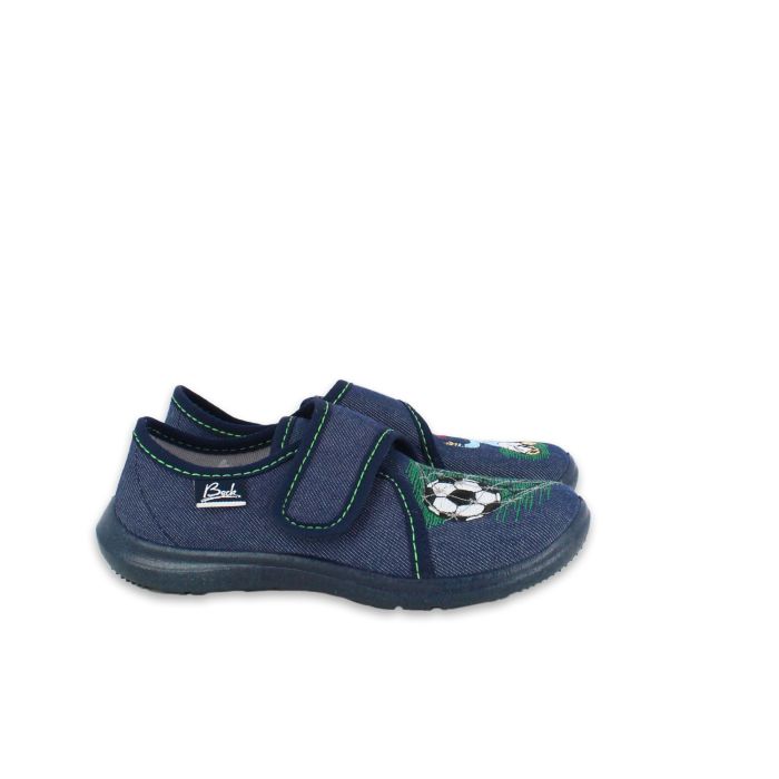 Beck Jungen Hausschuhe Mit Fußball-Stickerei | Bequeme Baumwoll-Hausschuhe Für Kindergarten & Schule